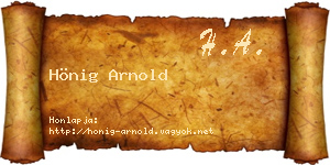 Hönig Arnold névjegykártya